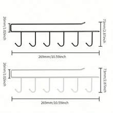 1 Piece Black Wrought Iron Kitchen Hook, Traceless And Nail-Free, Multi-Row Cabinet Storage Rack, Six-Hook Rack, Wardrobe 6-Hook Organizer, Portable Multi-Functional Storage Clothes Rack, Door Cover Bracket, Suitable For Various Types And Sizes Of Wardrobe Organizers. - Black - View 7