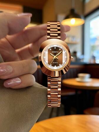 1 件全新不锈钢表带简约时尚商务女士手表，适合日常佩戴