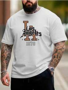 Blusa Camiseta Masculina Plus Size Despojada Estilosa Estampada Los Angeles LA
