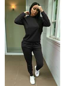 Conjunto De Dama Deportivo y Casual Ideal Para Un Estilo Relajante De Pants y Sudadera Que Ofrece La Mayor Comodidad #SensaciónDelujo #EstiloRomanticoDeSanValentín - Negro - Ver 2