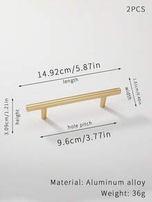 2pcs Gold Elongated Wardrobe Door Pull Handles, Aluminum Alloy Minimalist Luxury Cabinet Drawer Long Bar Pulls - Gold - View 8