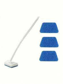 1pc Long Handle Bathroom Tile Cleaning Brush With Sponge Refill, Home Bathroom Decor, Autumn, Back To School Decor - Multicolor - View 6