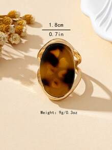 2026 Oval Leopard Print Zinc Alloy Ring, Suitable For Winter Wear - Cutout Leopard Print - View 7