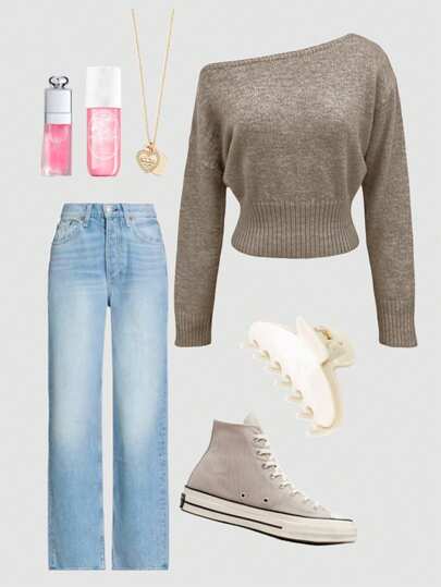 Sexy Open Shoulder Off Shoulder Knit Sweater, Comfortable & Elegant, Suitable For Dating, Casual Gatherings, And Travel In Autumn/Winter