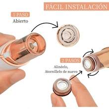 Depiladora Mujer Electrico Recargable, Depilador Indoloro para Mujer, Incluidos 2 Cabezales de Repuesto, Sin Dolor con Luz, Adecuado Para Labios, Barba, Bikini y Axilas - Oro Rosa - Azul - Ver 5