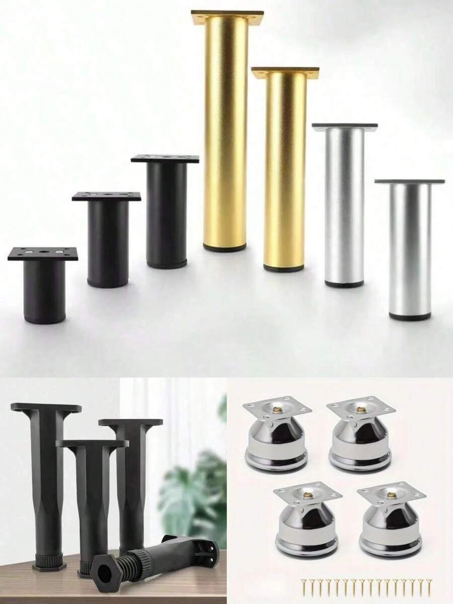 4pcs Aluminum Alloy Furniture Legs - Adjustable Round Sofa Legs, Cabinet Legs, Furniture Feet, Suitable For Cabinets, Desks, Chairs, Sofas, Beds - Multicolor - View 1