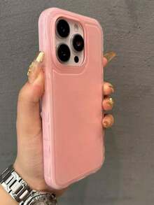 Fashion Cute Jelly Glossy Full Protection Phone Case Compatible With IPhone 17ProMax 17Pro 17Air 17 16 15 14 13 12 Pro Max Solid Color Shockproof Soft Back Cases - 粉色 - 查看 3