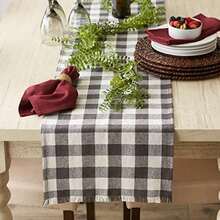 DII Colección de Mesa de Cuadros con Flecos Pesados, Juego de manteles Individuales, 13 x 19 Pulgadas, Color marrón Piedra, 6 Piezas(Table Runner, 14x72" mineral) - Multicolor - Ver 2