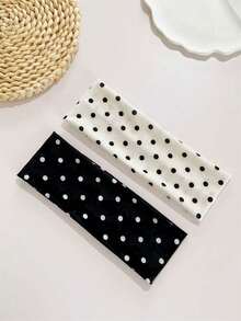 1pc/2pcs Women Elegant Sweet Black & White Polka Dot Print Elastic Fabric Polka Dot Sports Headband, Suitable For Daily, Fitness, Running, Yoga, Moisture-Wicking Headband, Bohemian Style Headband, Elegant Autumn/Winter Women Hair Accessory,Gifts,Travel,Gifts For Women,Hair Stuff,Stocking Stuffers  Casual    Polyester    None - White - View 5