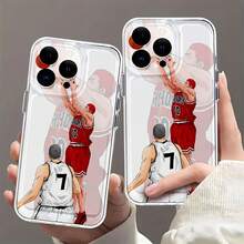 Funda para teléfono con diseño de acción de baloncesto, compatible con teléfonos ,  17,  16 Pro Max,  15 Pro Max,  13 y  12. Fabricada en TPU, ofrece protección contra golpes y caídas. Un regalo ideal para familiares, amigos, amantes del deporte, atletas y fanáticos del baloncesto. - transparente - Ver 4