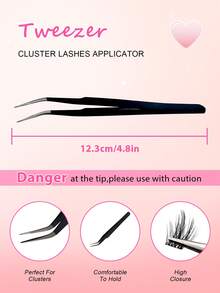 60pcs C-Curl Self-Adhesive Individual Lashes Set, 8-16mm, DIY Eyelash Extension Kit With Tweezers And Lash Curler, No Glue Needed, Segment Lashes With Pointed Tips - 黑色 - 查看 7