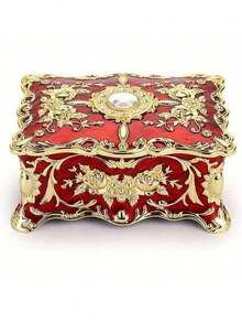 Vintage Rectangle Trinket Jewelry Box Treasure Chest Box Jewelry Decorative Box, Vintage Jewelry Box Small Trinket Jewelry Storage Box Valentine's Day Gift For Women Girls , Makeup Room Decor,Room Decor - Multicolor - View 4