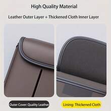Premium Leather Car Seat Back Organizer With Cup And Tissue Holder, Multi-Pocket Storage With Adjustable Straps For SUVs, Trucks, Sedans (Black) - màu đen - Xem 4