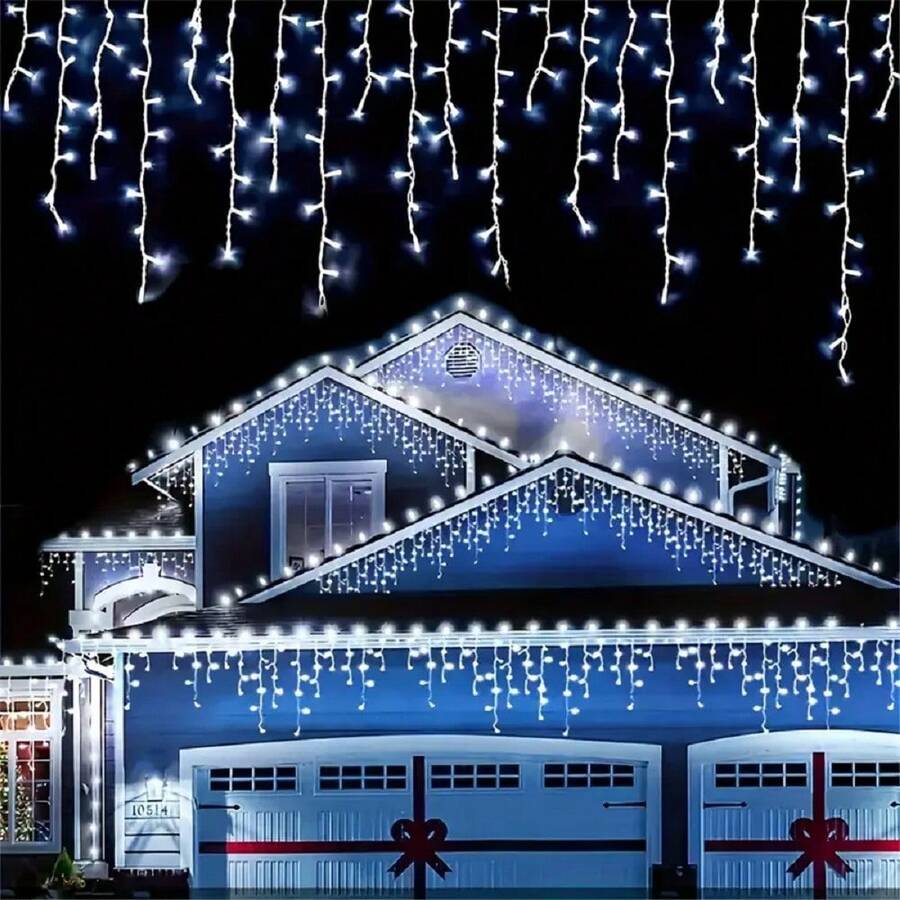 1pc 96 LED Lights/3.5m/11.48ft Icicle Lights - USB Powered, 8 Lighting Modes, Suitable For Indoor And Outdoor Use, Walls, Gardens, Parties And Outdoor Lighting, Creating Festive Atmosphere. Plastic Light Body, Outdoor Christmas Decoration - Multicolor - View 1