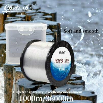  Chelesh 1000m Nylon Monofilament Fishing Line, Multi-Color Options, High Strength, High Elasticity, Low Water Absorption, Wear-Resistant, Smooth, Suitable For Sea Fishing, Pond Fishing, Lure Fishing, DIY Jewelry