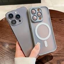Luxury Magnetic Wireless Charging Phone Case Compatible With 16e, 12mini, 13mini 16, 15, 14, 13, 12, 11 Pro Max Plus, Featuring A Matte Semi-Transparent Hard PC Armor For Shock Resistance And Camera Lens Protection. 16 Promax Case 16 Promax Case - 1個 - 查看 8
