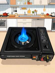 1 Pieza Estufa De Gas Portátil Para Camping - ¡perfecta Para Picnics, Camping, Trekking, Pesca Y Todo Tipo De Actividades Al Aire Libre! - Negro - Ver 7