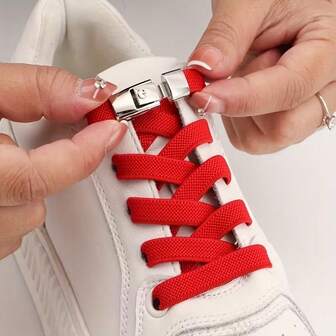 1 par de cordones elásticos sin atar con botones, adecuados para zapatos deportivos