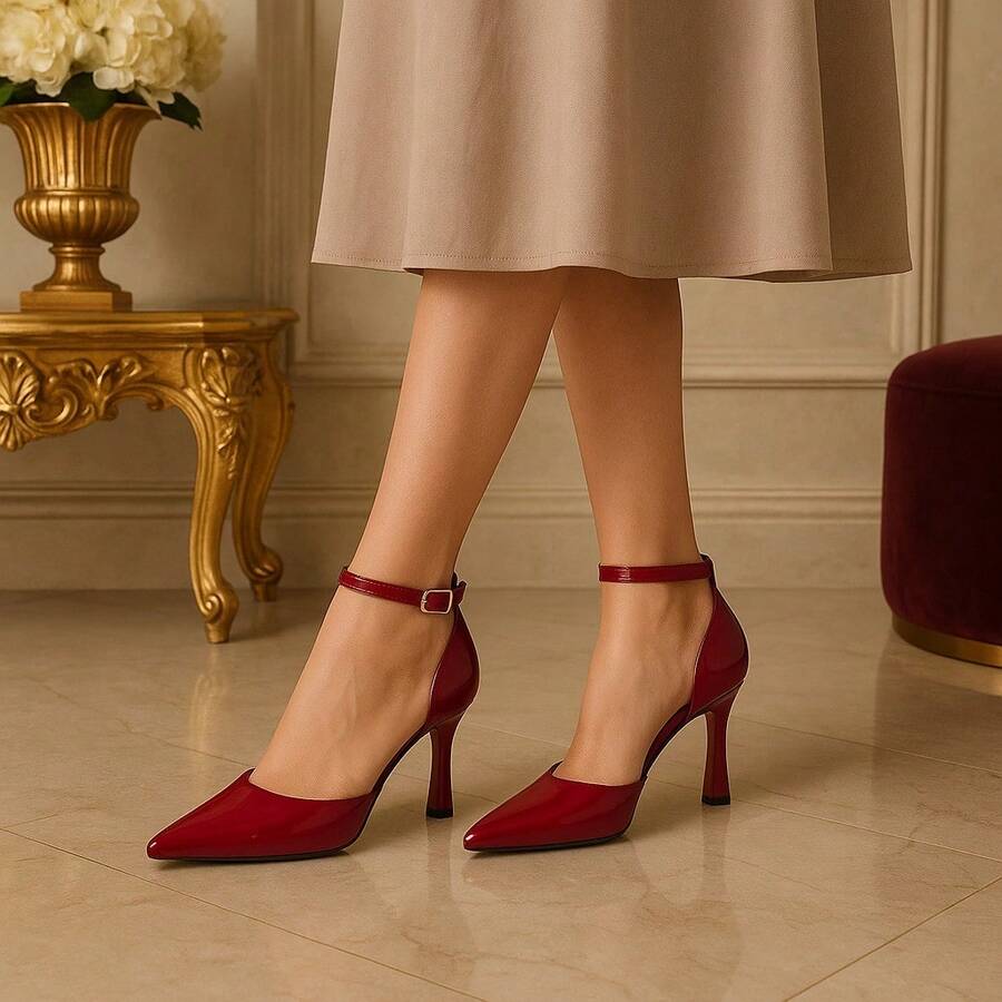 Madame Maravilha Stiletto Heel Pump, 7cm Heel, Patent Leather, Low Heel, Commercial, Luxury, Formal, Gospel, Evangelical, Stiletto Heel - 紅色 - 查看 1