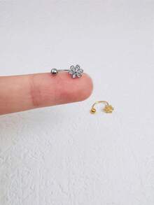 1件装18K镀金不锈钢花朵鼻环，轻盈低敏银色鼻钉耳环，鼻部穿孔饰品，唇环，耳骨夹，女士耳骨耳环 - 1Pc-8mm - 查看 6