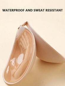 1 Pair Invisible Strapless Sticky Gel Bra, 3cm Thickened Push-Up, Adhesive Breast Lift Tape For Small Breasts & Nipple Covers, Suitable For Wedding Dresses & Formal Dresses - 卡其色 - 查看 3