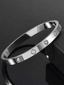 1pc Women's Fashionable & Elegant Lucky Flower Bracelet, 18K Gold Plated Stainless Steel, Delicate Valentine's Day/Anniversary Gift For Love One, Women Jewelry - Gold - View 8