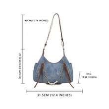 Bolso bandolera grande vintage para mujer, ligero y elegante, con correas de cadena. - Verde - Ver 7