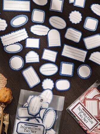 "Inspiration Label Set" Series Of 2 Large Quantity Labels, Random Mood Self-Adhesive Border Stickers Diy Diary Stickers Message Notes Stamp Border.