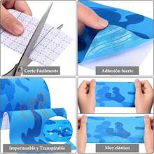 3 Rollos-Cinta Kinesiología, Cinta Respirable Deportiva, Vendaje Neuromuscular Sin Cortar, Multicolor, Impermeable, sin Látex - para Músculos & Articulaciones, Rodillas, Hombros, Codos (5cm*7cm) - Negro - Ver 2