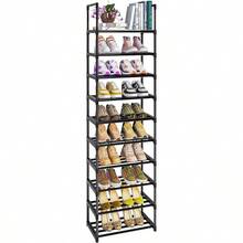 Shoe Rack Sturdy Metal Shoe Storage Narrow Shoe Rack Shoe Shelf Shoe Racks For Closets - Black - View 1