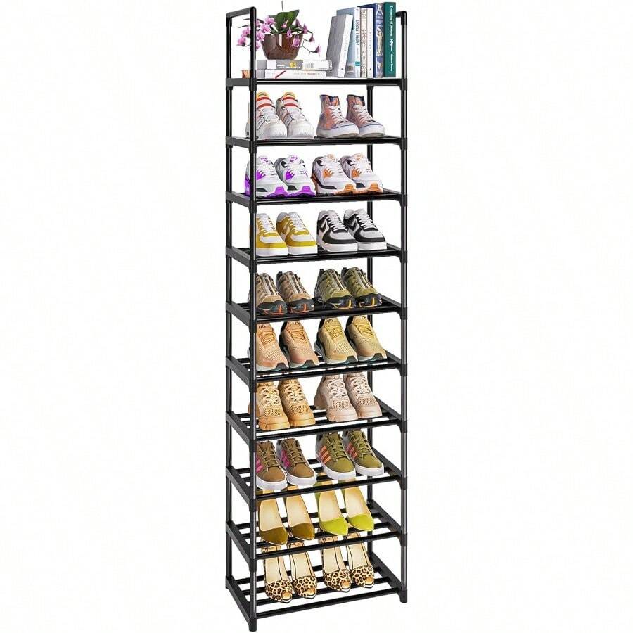 Shoe Rack Sturdy Metal Shoe Storage Narrow Shoe Rack Shoe Shelf Shoe Racks For Closets - Black - View 1