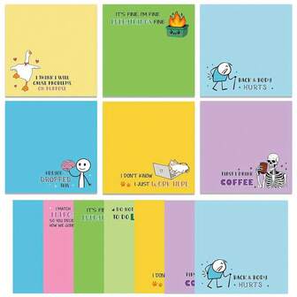 1/6张套装 讽刺便签纸，创意备忘录，趣味学校办公用品，适合送给同事、老师、员工的感谢礼物