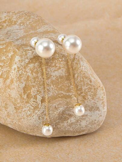 Opalesca 1對時尚假珍珠裝飾耳釦,適合女性日常裝飾