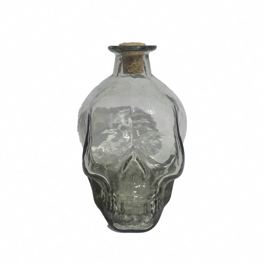 Decantador Botella Licorera Calavera Artesanal Vidrio Soplado 750ml - Verde - Ver 1