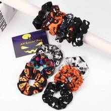 Halloween Hair Scrunchies BOO Spooky Pumpkin Fall Scrunchies Skull Ghosts Bat Moon Candy Spider Web Skeleton Hair Ties Women Elastics Scrunchy Halloween Gifts Accessories 12 PCSL8 - inicial - Ver 3