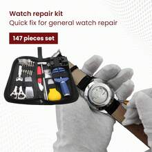 Watch Repair Kit, 151 PCS Professional Watch Battery Replacement Tool Kit,Watch Battery Replacement Tool Kit & Strap Adjustment, Watch Tool Kit With Spring Bar, Case Opener, Link Remover, Carrying Case,Case Back Opener, Screwdriver, Spring Bar, Resizing Tool - Silver - View 12