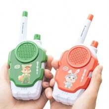 2 件儿童对讲机，塑料材料，男孩和女孩家用玩具，长距离通话 30-50 米，户外 4 岁女孩生日礼物，适合 3 4 5 6 7 岁男孩女孩礼物，年龄 6-8 岁，复活节篮子填充物，卡通益智儿童玩具