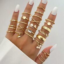 22pcs Vintage Gold Silver Ring Set For Women Finger Ring Set Female Jewelry Fashion Accessories Jewelry Gift - CG0198 - View 9