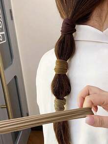 5条装女士高弹力无损无缝发圈，时尚百搭优雅简约纯色发饰，适合日常、休闲、派对、海滩、扎马尾、盘发、洗脸、化妆、搭配服装等场合，发圈、橡皮筋、发绳、弹力发带等发饰 - 彩色 - 查看 3
