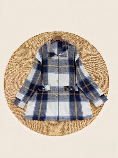 Camisa a cuadros para mujer y pieza de moda para capas, chaqueta holgada y elegante a cuadros, otoño/invierno