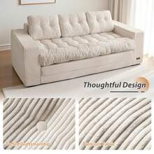 MAXYOYO Convertible Sofa Bed,Pull-Out Double Sofa Bed,2-In-1 Folding Sofa Bed Filled With High-Density Sponge,Folding Floor Sofa With Pillows,Suitable For Living Room,Bedroom,Study - 3 Seater-Beige - 查看 4