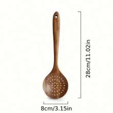 ملعقة خشبية كبيرة، ملعقة شوربة خشبية على الطراز الياباني من الخشب الوردي، ملعقة تقديم خشبية للاستخدام المنزلي - بني - مشاهدة 7