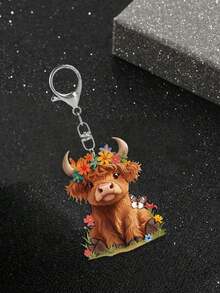 Ciondolo in acrilico carino a forma di mucca delle Highlands, ciondolo di yak con corona, decorazione piatta in acrilico 2D, vitello carino e farfalla seduti sull'erba, ciondolo per auto, portachiavi famiglia di vitelli cartoni animati carini, decorazione per borse, ciondolo a forma di drago e gambero, motivo carino di yak, ciondolo per auricolari, ciondolo per custodia del telefono, perfetto per chiavi d'auto, zaini e borse, regali carini per famiglia, insegnanti, amici, amanti, regali per il ritorno a scuola, regali per le vacanze - Multicolore - Visualizzare 7