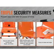 EMS Silla de escalera, capacidad de carga de 350 libras, silla de ruedas plegable de aluminio para subir escaleras de emergencia con 2 ruedas, silla elevadora de escaleras portátil, uso de evacuación de ambulancia, bomberos, para ancianos, discapacitados - Plateado - Ver 6