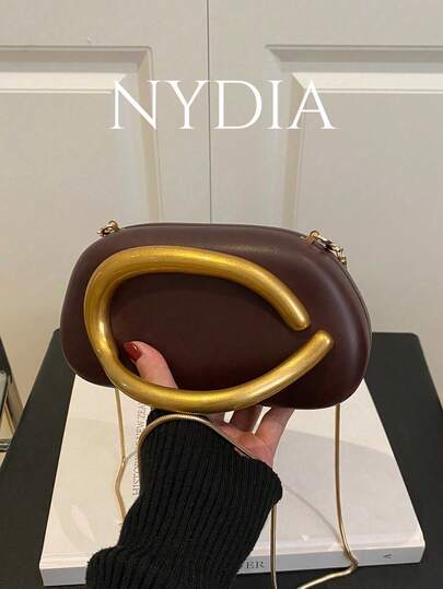 Vintage Metal Decor Clutch Box Burgundy New Bride Wedding Bridal Party Evening Bag, Women's Chain Shoulder Crossbody Bag, Bag For Women Elegant , Burgundy Bag