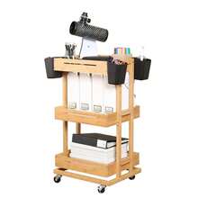 Bamboo Trolley With Castors - B0CF4XDTS8 - View 3