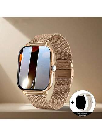 SIMSONLAB 1 件 1.83 英寸硅胶表带钢智能手表带无线通话，女士智能手表，男士女士通用时尚运动电子智能手表，适用于 Android 和 IOS