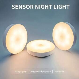 LED Hareket Sensörlü Gece Lambası, USB Şarj Edilebilir, Kablosuz Dolap LED Işığı, Lityum Polimer Pil, Koridor, Yatak Odası, Mutfak, Dolap, Gardırop ve Ev Dekorasyonu İçin Uygun