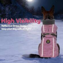 New Dog Winter Coat, Adjustable Quilted Dog Snow Jacket  Fleece Lining, Water Resistant Pet Apparel For Cold Weather, Warm Large Doggie Coat  Leash Hole And Reflective Strip, NewPink L - NewPink Lớn - Xem 6