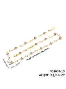 1 chiếc vòng cổ hình hoa và lá sang trọng, vòng cổ thời trang - Nhiều màu - Xem 16